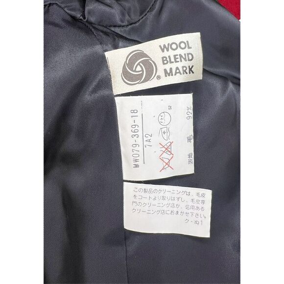 Vintage Carat by Sanyo Women’s Medium Peacoat Red Wool Buttons Faux Fur 60s - Picture 8 of 8